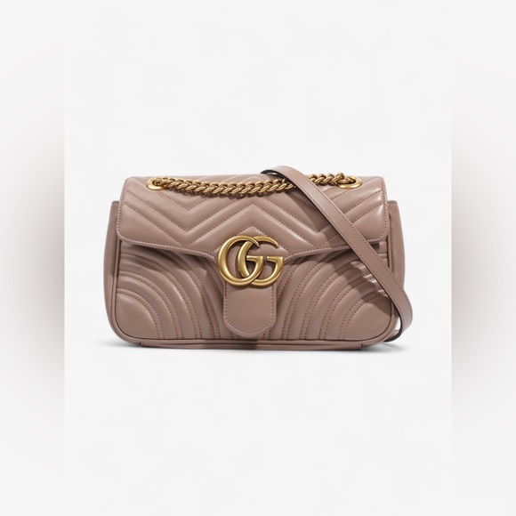 Gucci GG Marmont Small Matelassé Shoulder Bag – Beige Nude with Gold Hardware - Picture 1 of 12